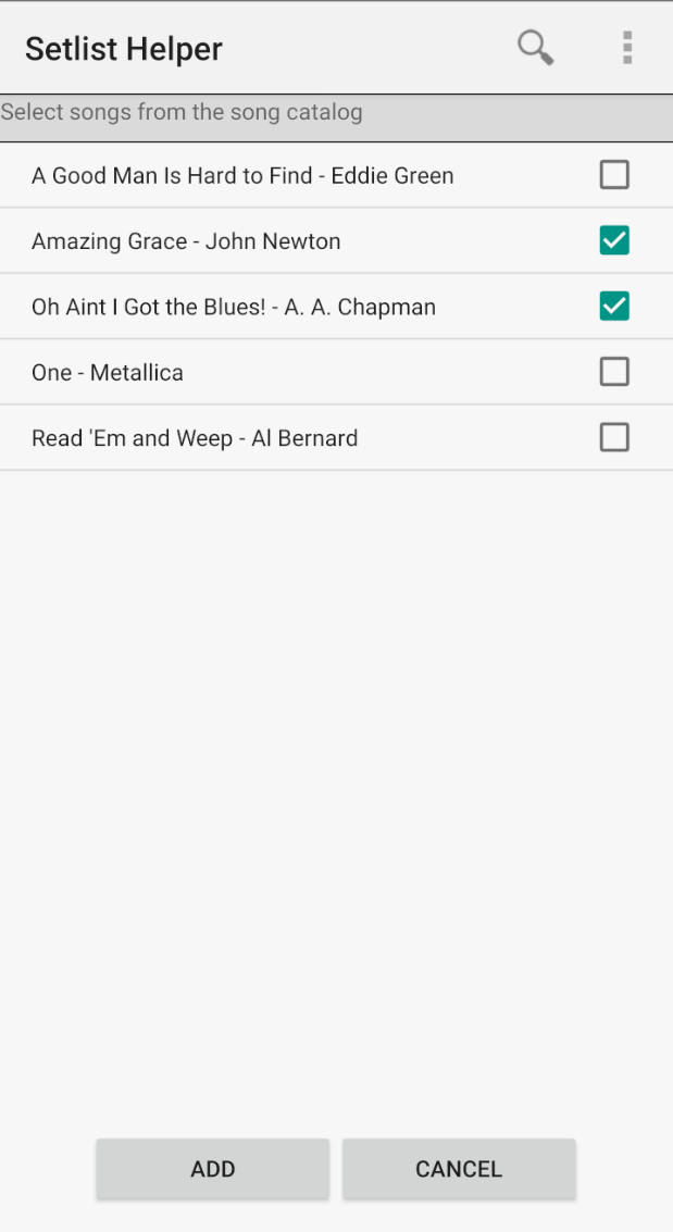 Add from Song Catalog