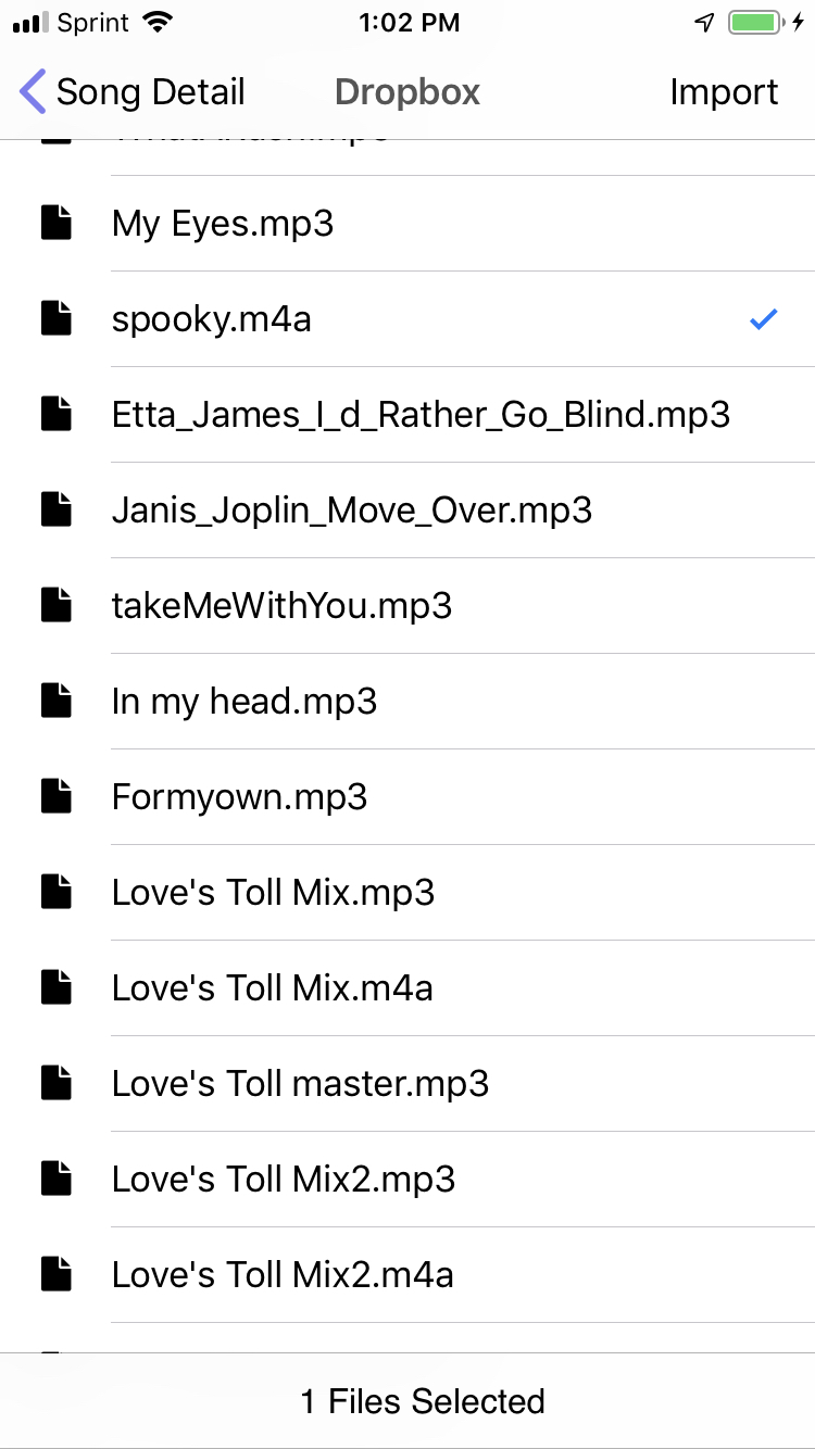 Dropbox Audio Import