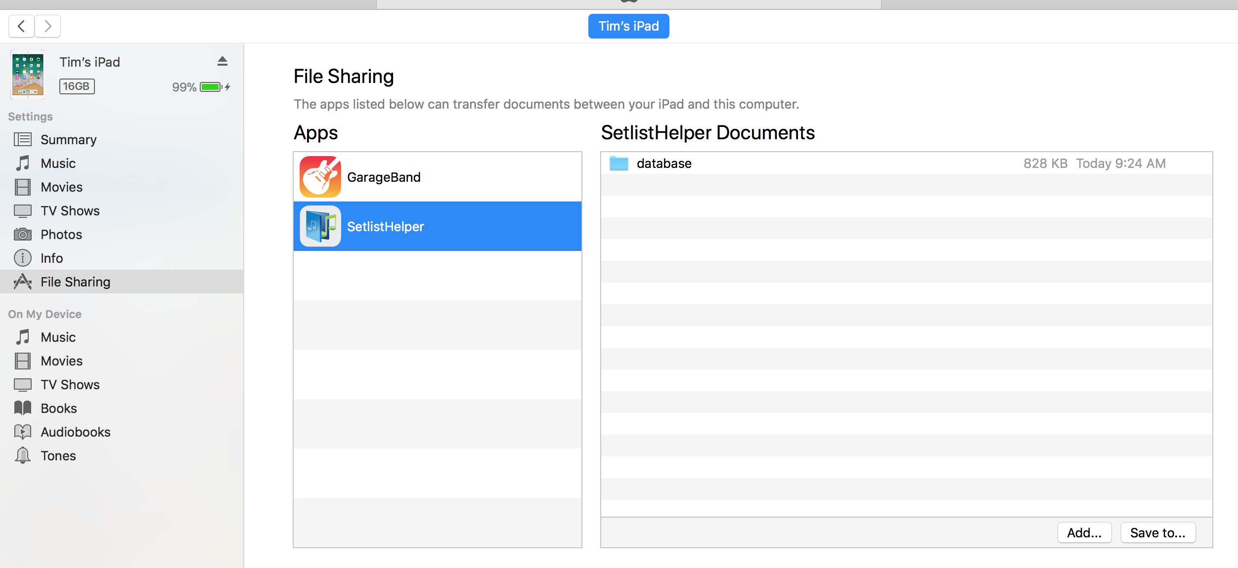 iTunes File Sharing