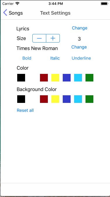 Text Settings on iPhone
