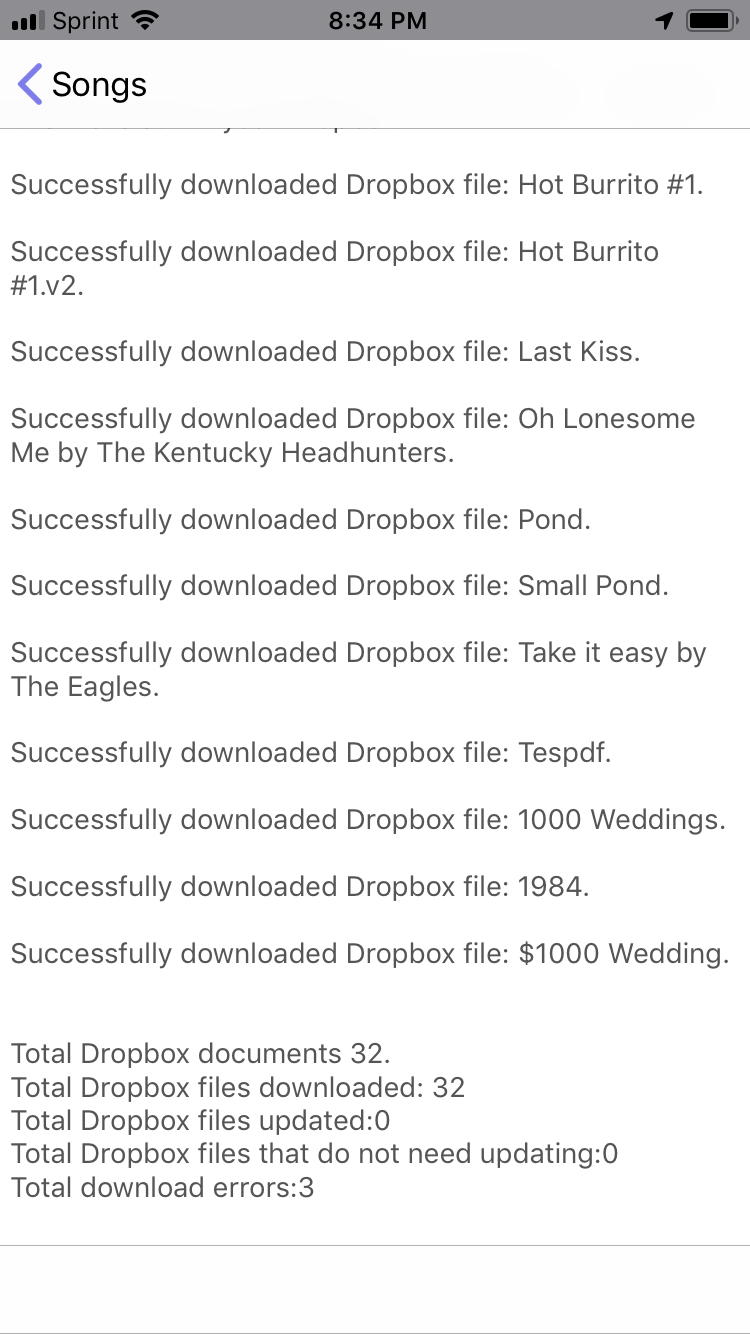 Update Dropbox Files Overview