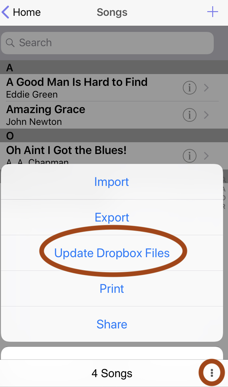 Update Dropbox Files Menu